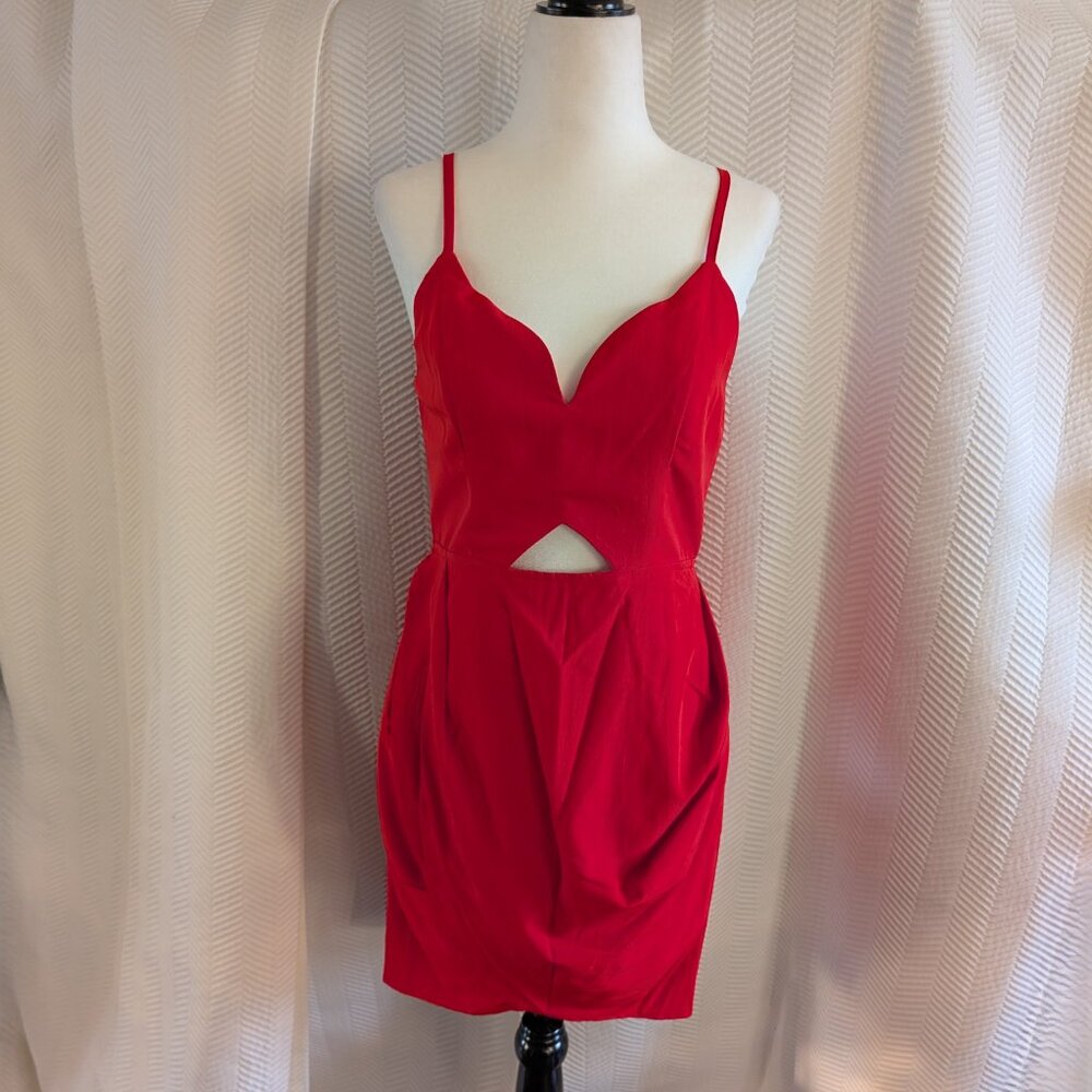 Indikah Red Cutout Mini Dress Party Date Night Wedding Guest Cocktail Size 6
